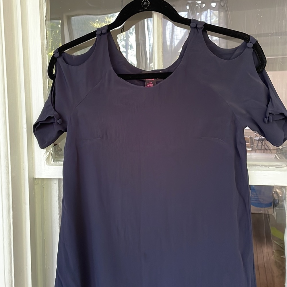 Anthropologie navy cold shoulder dress